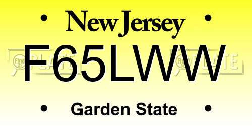 F65LWW New Jersey License Plate
