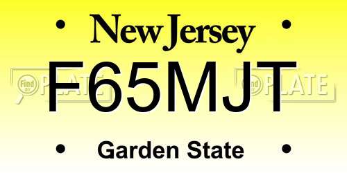 F65MJT New Jersey License Plate