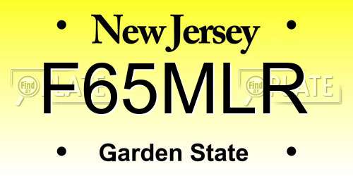F65MLR New Jersey License Plate