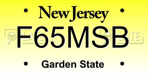 F65MSB New Jersey License Plate
