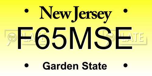 F65MSE New Jersey License Plate