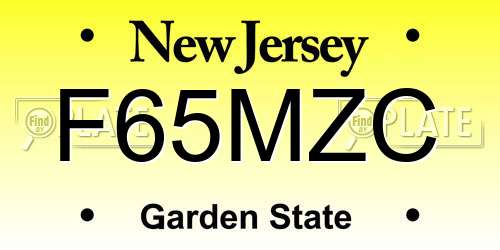 F65MZC New Jersey License Plate