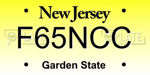 F65NCC New Jersey License Plate