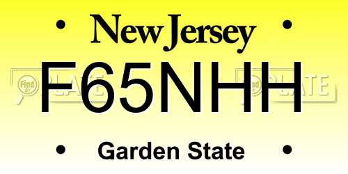 F65NHH New Jersey License Plate