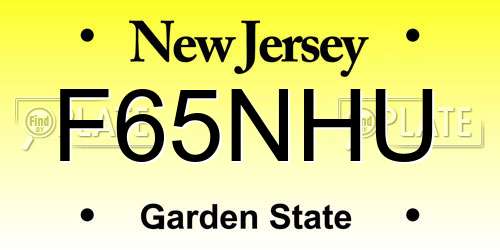 F65NHU New Jersey License Plate