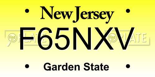 F65NXV New Jersey License Plate