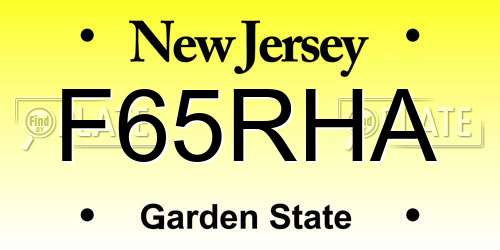 F65RHA New Jersey License Plate
