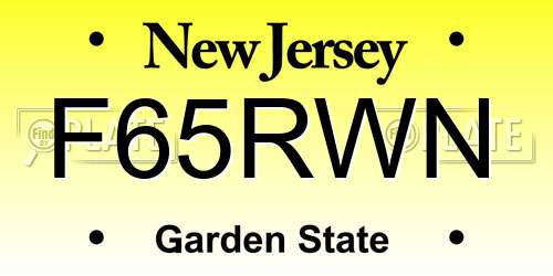 F65RWN New Jersey License Plate