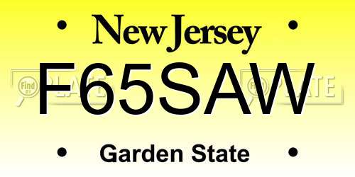 F65SAW New Jersey License Plate