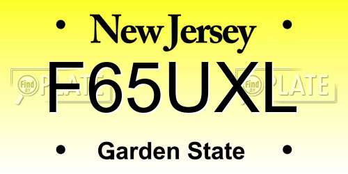 F65UXL New Jersey License Plate