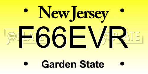 F66EVR New Jersey License Plate
