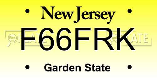 F66FRK New Jersey License Plate
