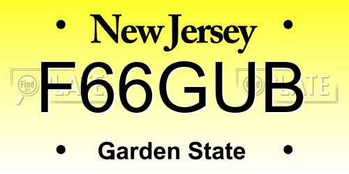 F66GUB New Jersey License Plate