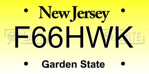 F66HWK New Jersey License Plate