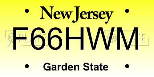 F66HWM New Jersey License Plate