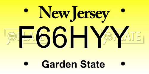 F66HYY New Jersey License Plate