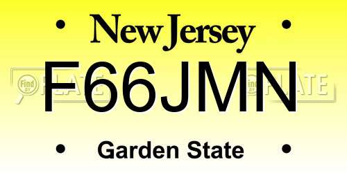 F66JMN New Jersey License Plate