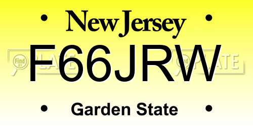 F66JRW New Jersey License Plate