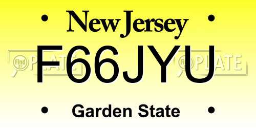 F66JYU New Jersey License Plate
