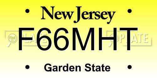 F66MHT New Jersey License Plate
