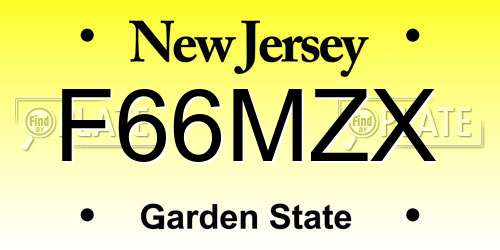 F66MZX New Jersey License Plate