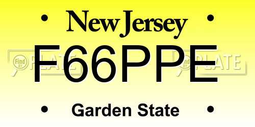F66PPE New Jersey License Plate