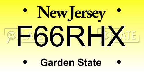 F66RHX New Jersey License Plate