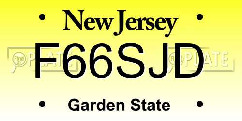 F66SJD New Jersey License Plate