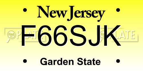F66SJK New Jersey License Plate