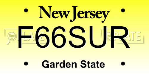 F66SUR New Jersey License Plate