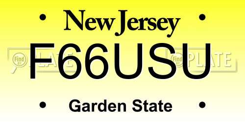 F66USU New Jersey License Plate