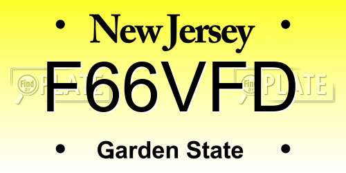 F66VFD New Jersey License Plate