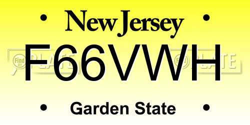 F66VWH New Jersey License Plate