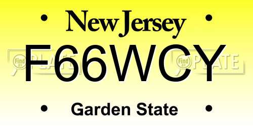 F66WCY New Jersey License Plate