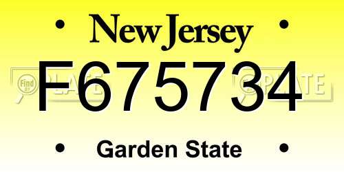 F675734 New Jersey License Plate