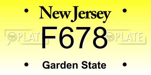 F678 New Jersey License Plate