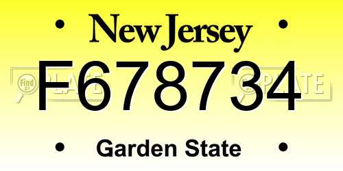 F678734 New Jersey License Plate