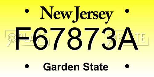F67873A New Jersey License Plate