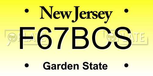 F67BCS New Jersey License Plate