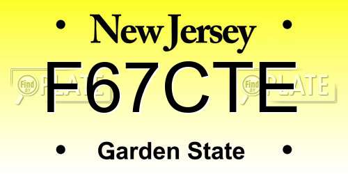 F67CTE New Jersey License Plate