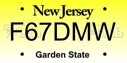 F67DMW New Jersey License Plate