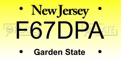 F67DPA New Jersey License Plate