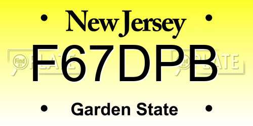 F67DPB New Jersey License Plate