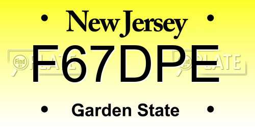 F67DPE New Jersey License Plate