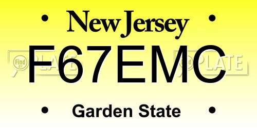 F67EMC New Jersey License Plate