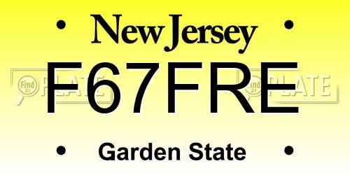F67FRE New Jersey License Plate