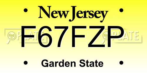 F67FZP New Jersey License Plate