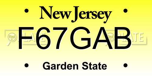 F67GAB New Jersey License Plate