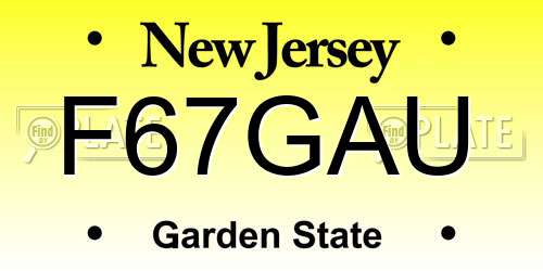 F67GAU New Jersey License Plate
