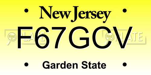 F67GCV New Jersey License Plate